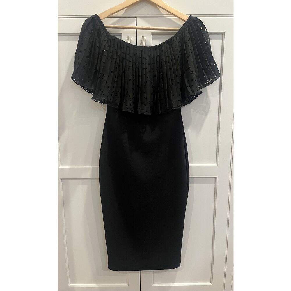 Va Va Voom off the shoulder dress with blazer cut accent top size XS/S black